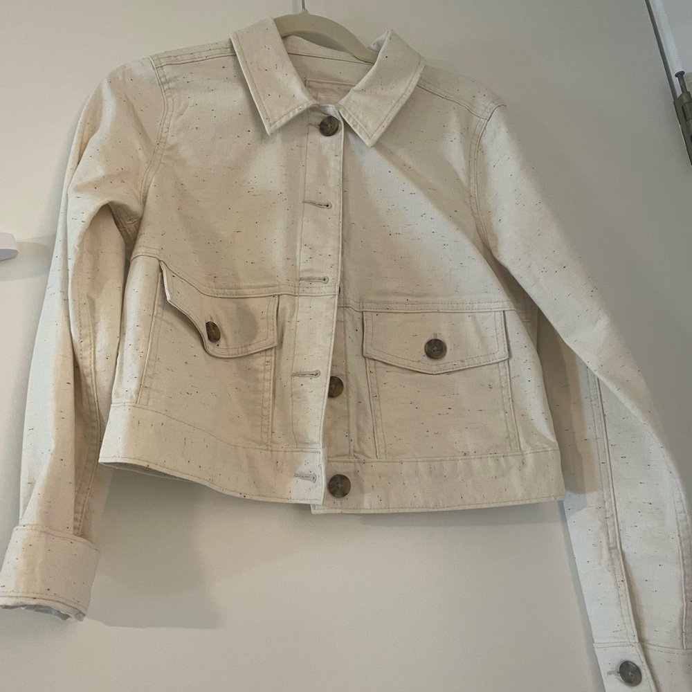 LC Lauren Conrad NEW without tags White Denim Nepp Shacket Jacket Sz XS